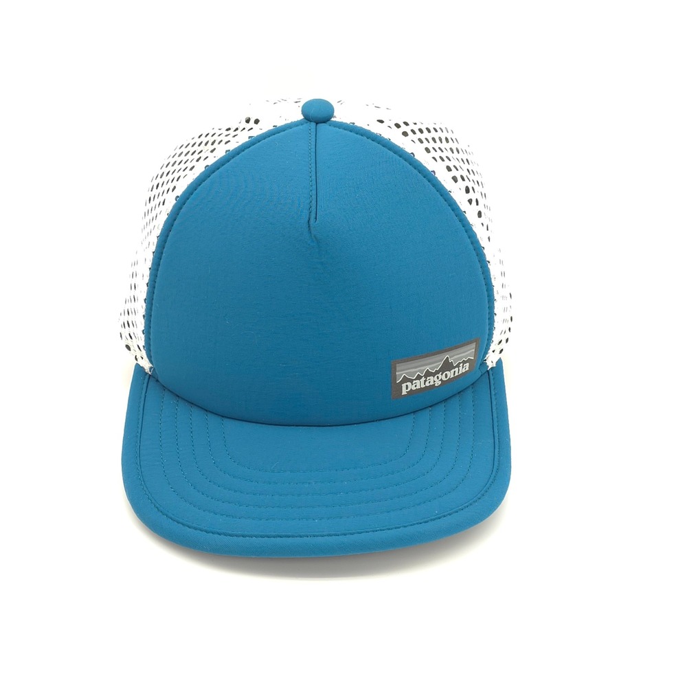 Patagonia Hat Cap Duckbill Trucker Mens Blue Running Hike Trail Mesh Strap Back